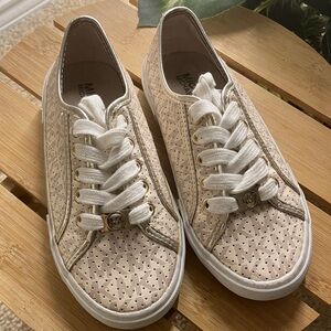 Michael Kors Light Tan Perforated Lace-Up Sneakers